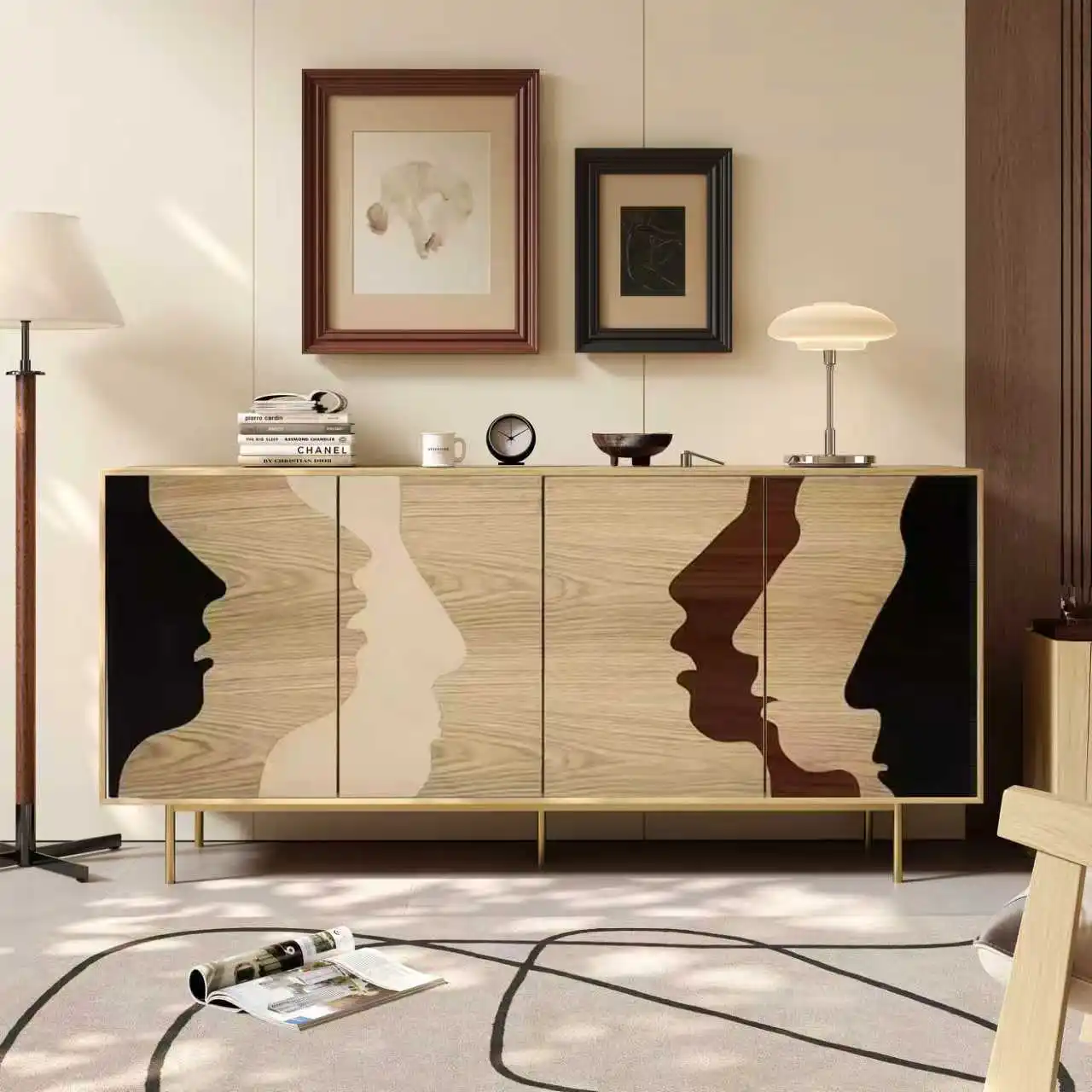 

Современный креативный буфет, декоративный шкаф, вилла, большой плоский напольный шкаф для хранения вещей