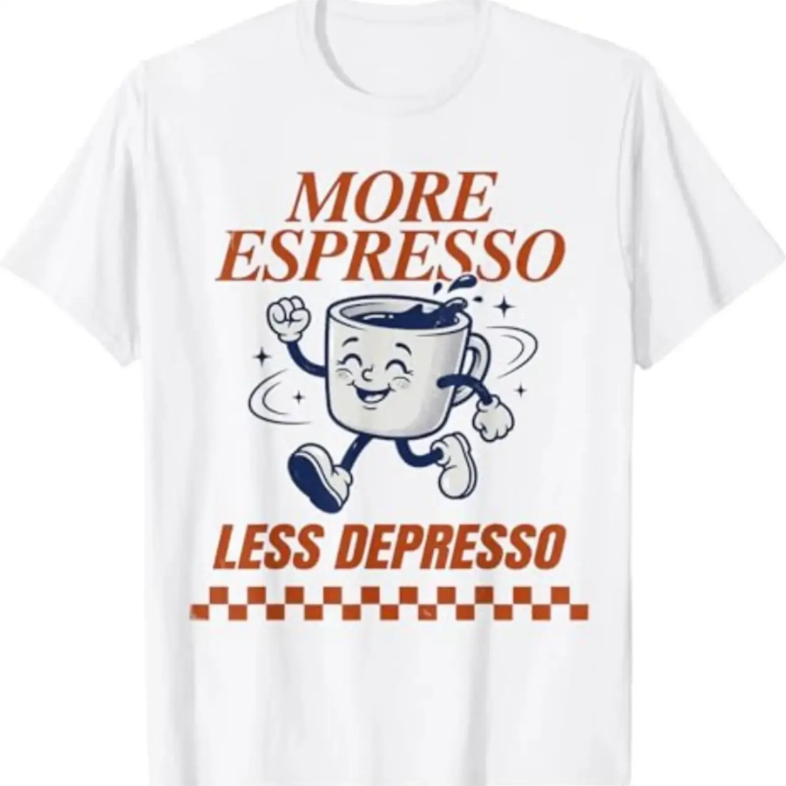 Groovy Vintage More Espresso Less Depresso Funny Coffee T Shirt vintage Washed homme Versatile fashion designer clothes Unisex