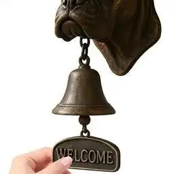 

Звонок для ужина, уличная форма головы собаки, приветственный дверной звонок, винтажный дверной звонок для фермерского дома для входной двери, садовый звонок, приветственный дверной звонок