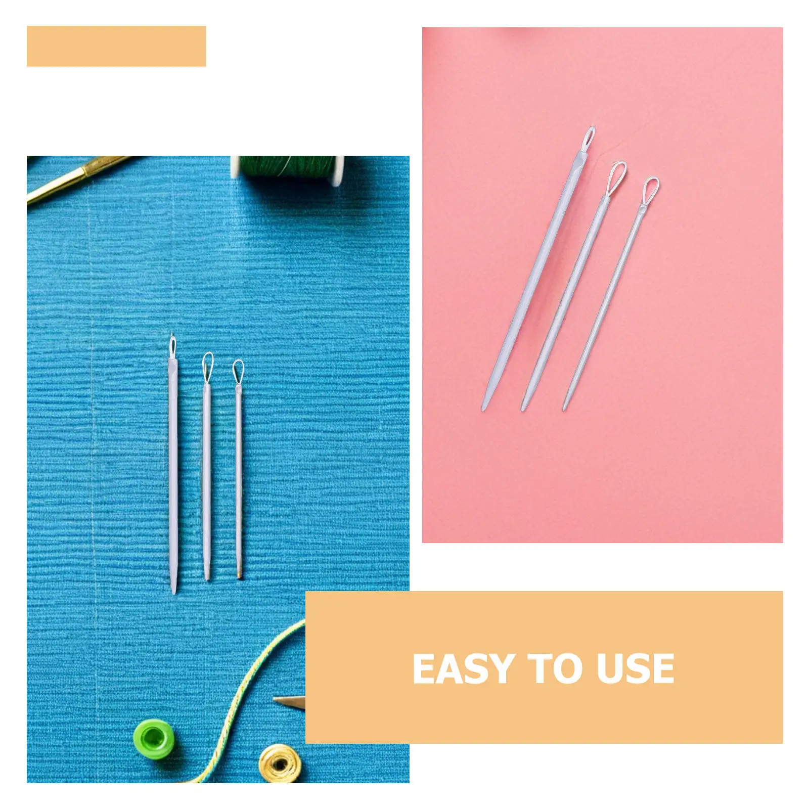 3Pcs Wool Yarn Threader Set Plastic Blunt Needles for Knitting Embroidery Cross Stitch Sewing Supplies Threading Tool Easy Grip