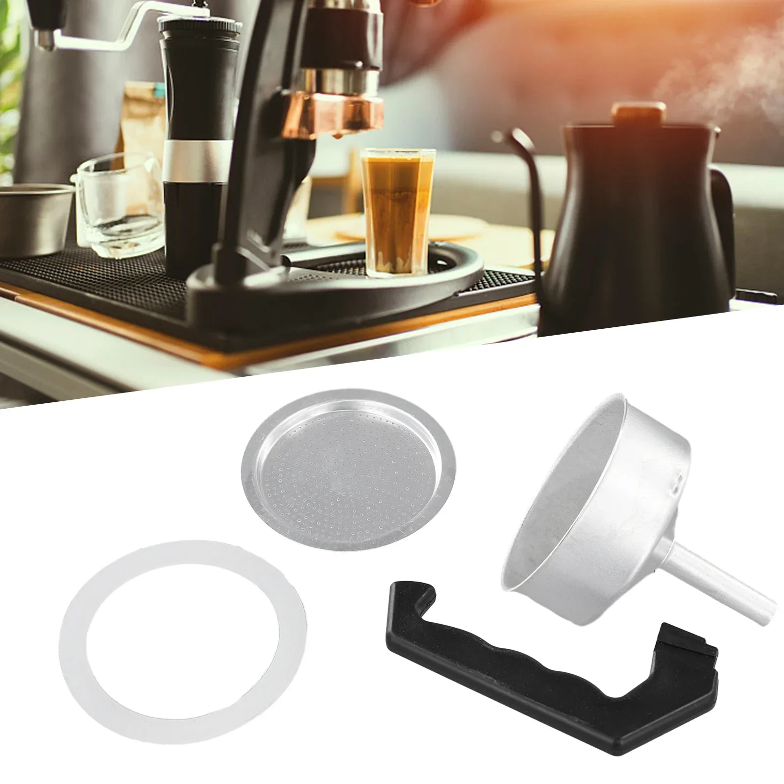 

4pcs/set Mocha Pot Accessories Set Espresso Coffee Moka Pot Replacement Parts Handle,Gasket Seal,Funnel,Filter Coffeeware Tools