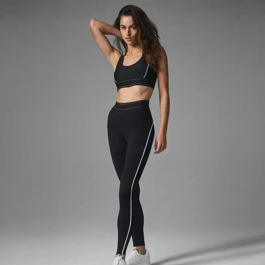 

al clothes yoga suit pilates women running waist lift hip sports fitness trousers shockproof bra two-piece set gym set women