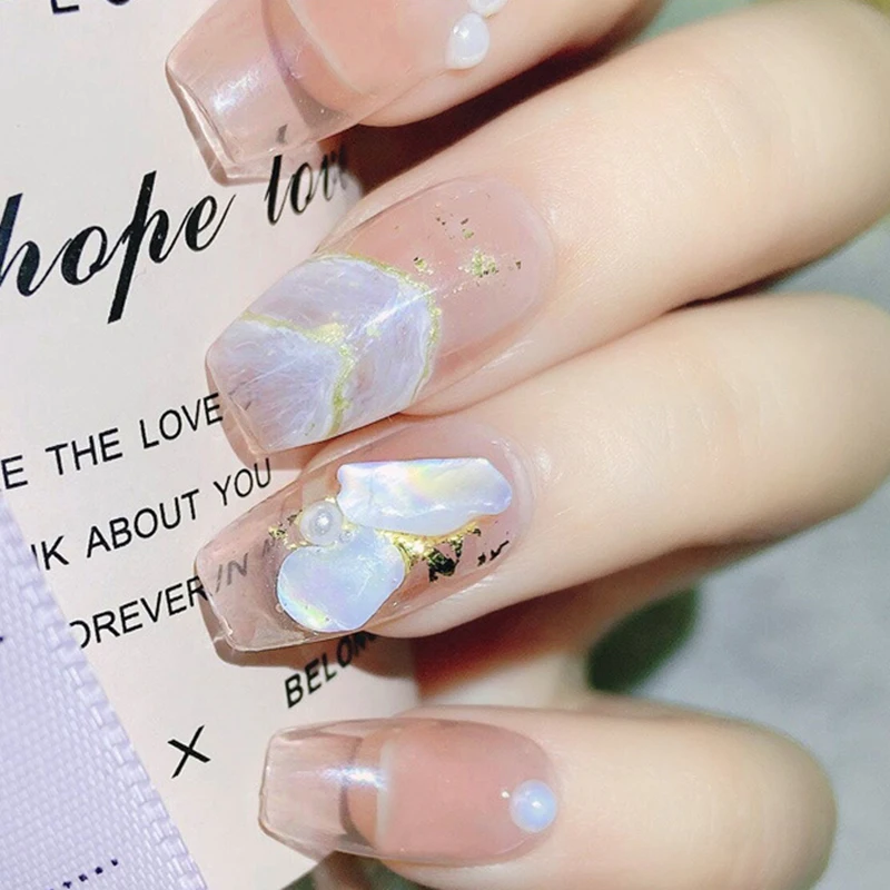 1 boîte de flocons de coquille d'aurore naturelle, décorations pour Nail Art, pierre de coquille colorée, accessoires de manucure, vente en gros, livraison directe