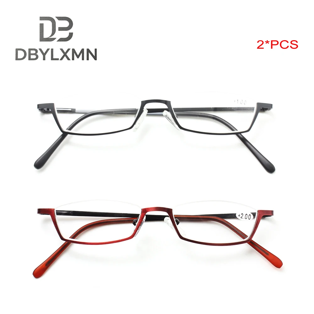 DBYLXMN DBYLXMN 2 Pairs Semi Rimless Reading Glasses for Home Office Thin Black Metal Frame Presbyopia Glasses for Adult Men - Aliexpress Deal