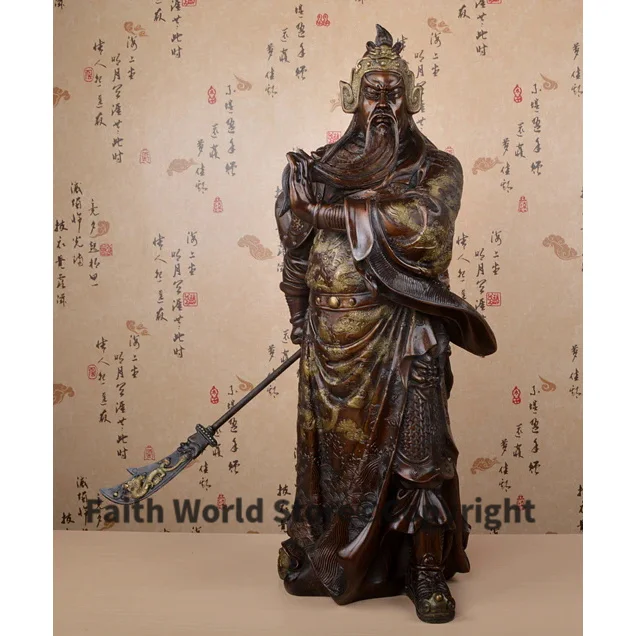 WOW --HOME OFFICE Efficacious Talisman House Protection Money Drawing Martial god of wealth Guandi Guan gong bronze statue 60CM