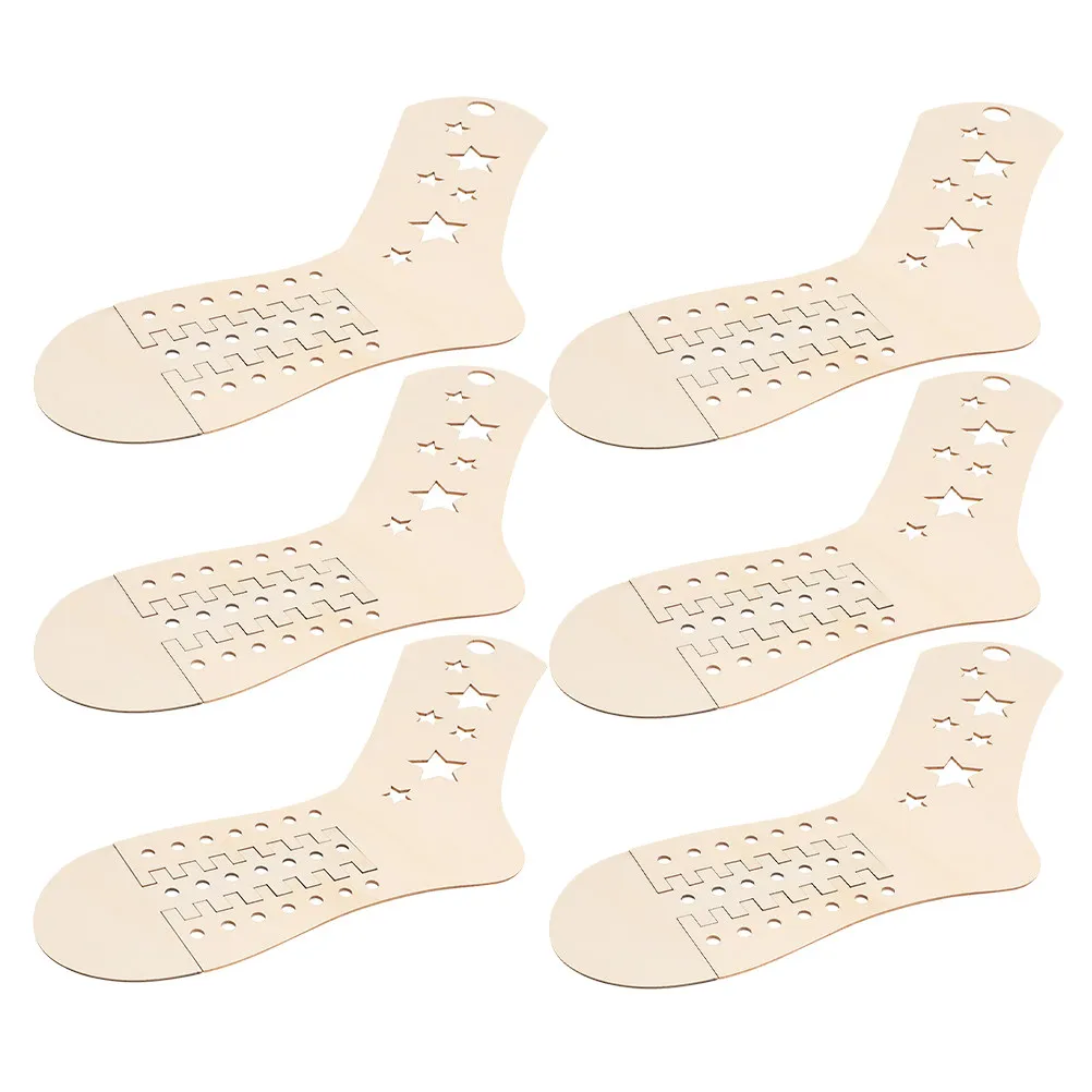 6Pcs Wood Sock Blockers Adjustable Size Sock Stretchers for Knit Crochet Stocking Blocking DIY Craft Tools Wooden Socks Blockers