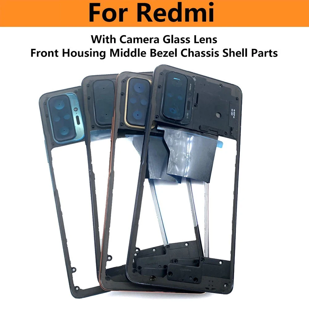 NEW Middle Frame For Redmi Note 10S 10 Pro With Volume Button Front Housing Middle Bezel Chassis Shell Parts Glass Lens