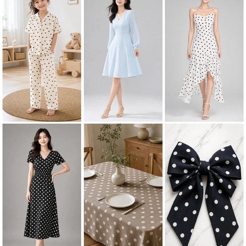 Polka Dot Printing Imitation Cotton Fabric for Sewing
