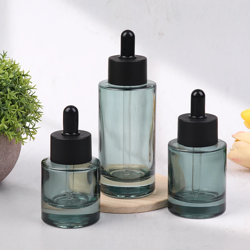 30/50/100ml Dropper Bottles Glass Empty Essential Oil Aromatherapy Bottles Black Cap Dark Green Pipettes Bottles Refillable