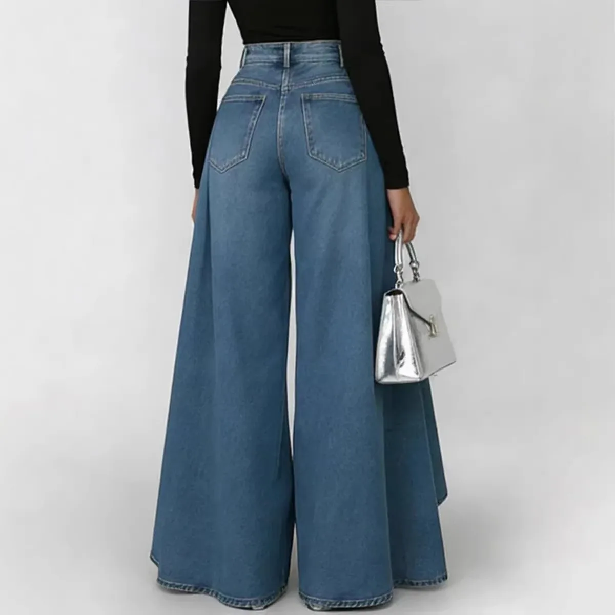 Casual Printed Pants with Relaxed Fit Streetwear Long Pants Mid Rise Waist Thick Digital Printing Non Stretch Jeans Women Jeans