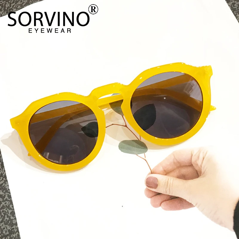 SORVINO Retro Round Cat Eye Sunglasses Women Luxury Brand 90s Designer Orange Pink Mirror Circle Cateye Sun Glasses Shades SP326