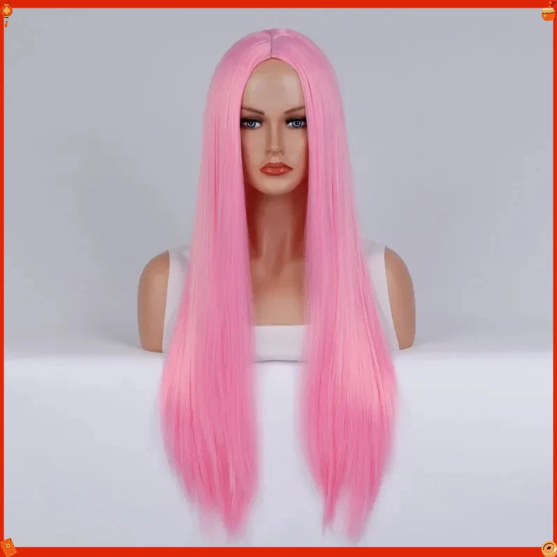 Long Straight Golden Synthetic Wig with Bangs Heat Resistant Fiber Natural Hair Look for Daily Wear Party Costume Cosplay