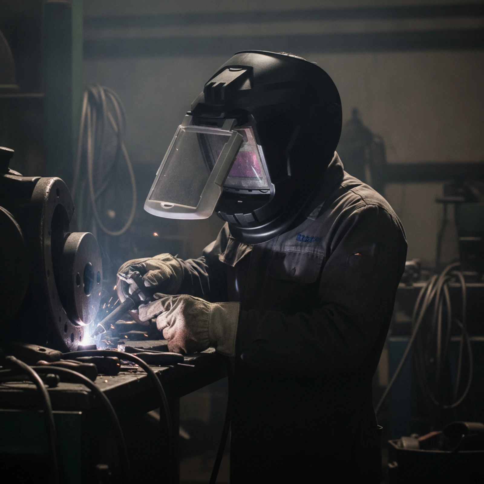 Metal-Joining Helmet with Flip-up Lens Adjustable Shade Auto-Darkening Metal-Joining Helmet Safeguarding Gear Full-Face