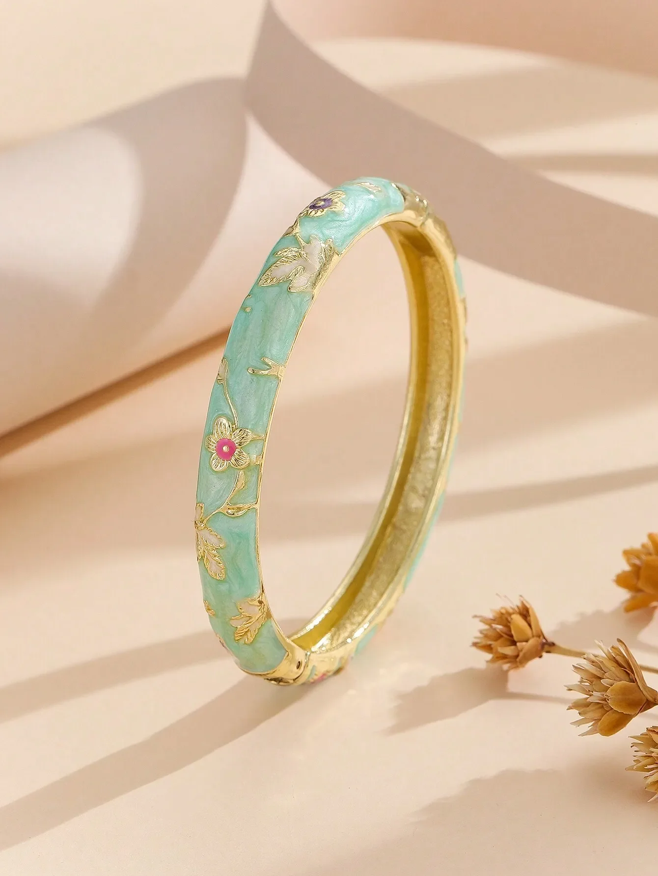 

1pc Cloisonne Enamel Droplets Gold Plated Women's Bracelet