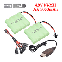 4.8v 3000mAh Rechargeable Battery For Rc Cars Tanks Robots Boat Ship Toys Gun NiMH AA 4.8 v Battery Pack With USB Charger