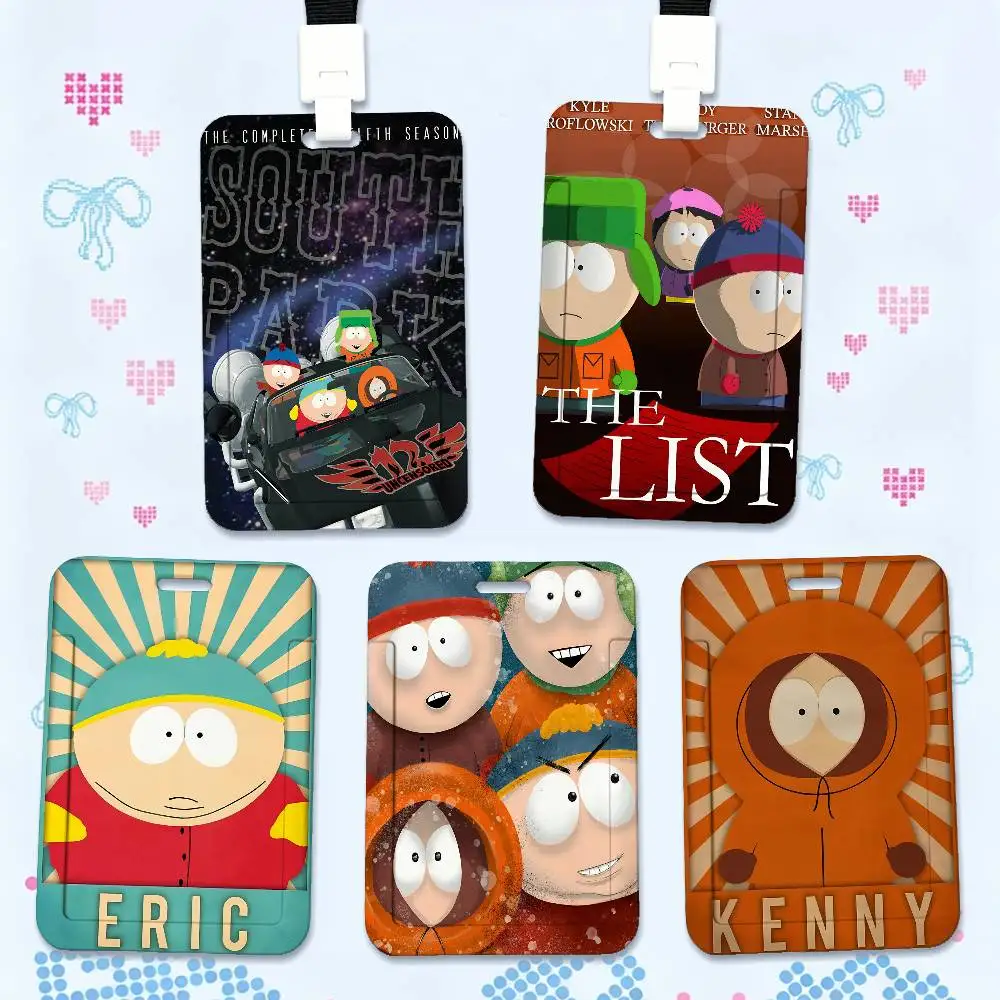 S-South Park Print Card Printed Tag Holder With Detachable Lanyard, Business Employee ID Card Holder
