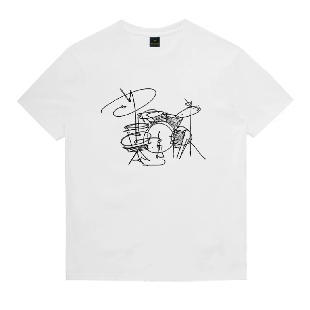Line rock graffiti graphic T-shirt Summer Fashion Sports Pure cotton Men's T-Shirt Children's Clothing Tee Y2k Woman