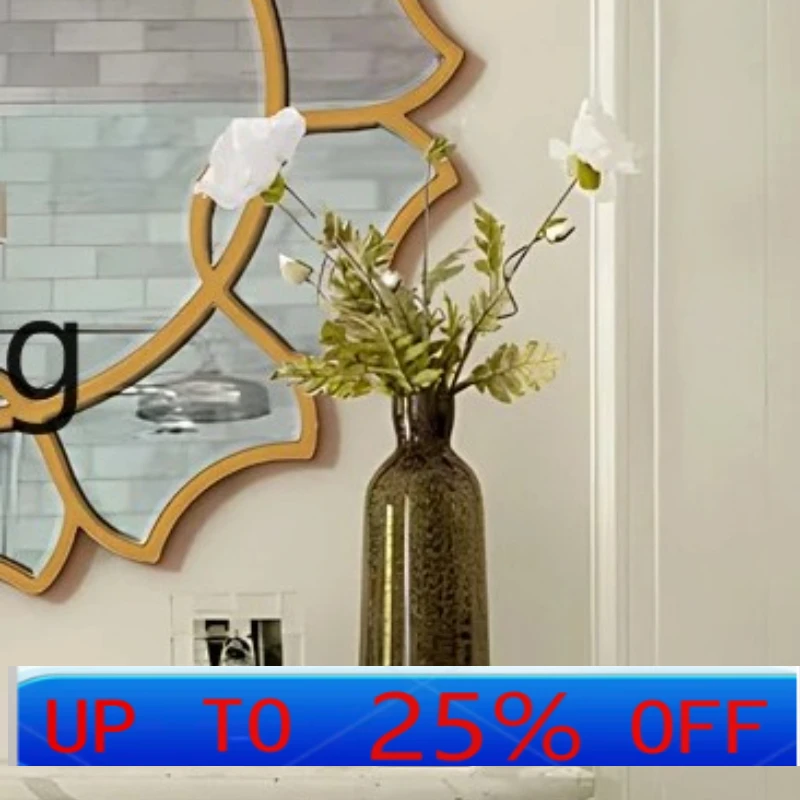 

LMM Vintage Fireplace Flower Decorative Mirror Light Luxury Living Room Entrance Meal Edge Bathroom Wall Bathroom Mirror