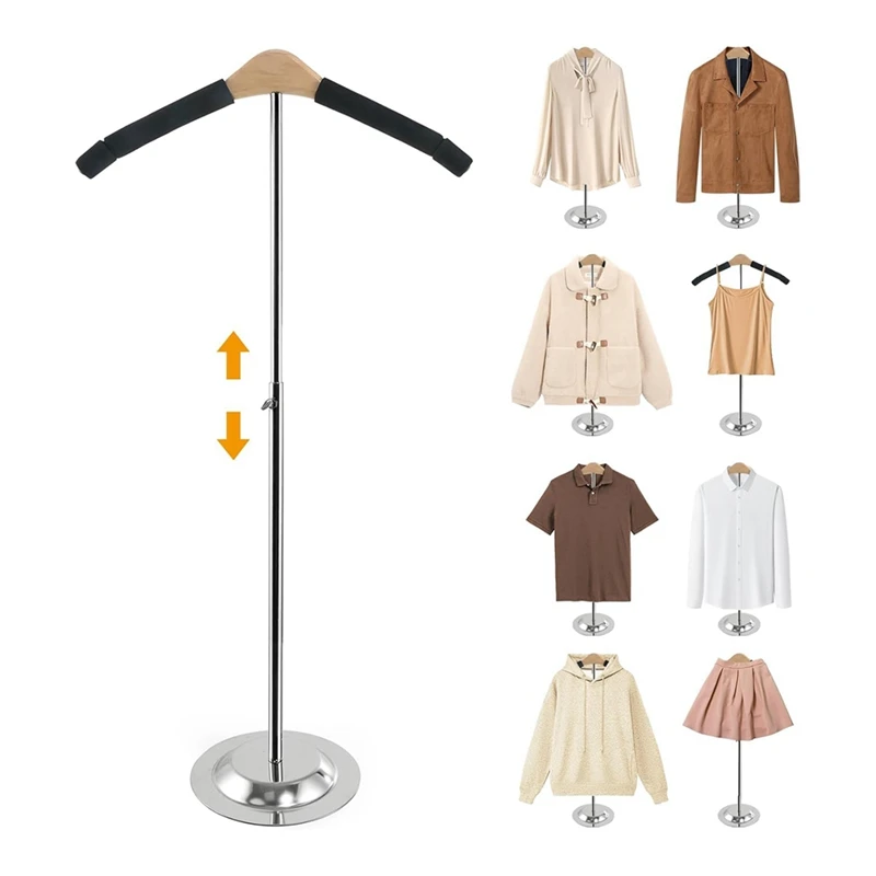 حامل عرض القميص قابل للتعديل الارتفاع، حامل عرض تي شيرت للبائعين، رف القميص لمعطف الملابس والملابس