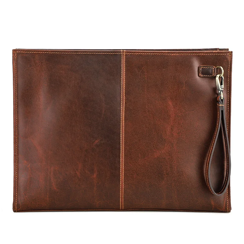 Imagem -06 - Maleta de Couro Genuíno para Homens Bolsa de Couro Bolsa Vintage de Negócios Couro de Cavalo Louco Macbook Air 15 Embreagem Executiva para Laptop