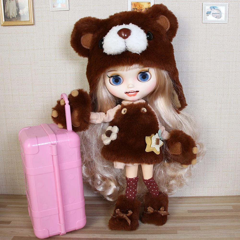 ICY DBS Blyth Babydoll Brown Bear Claw Hat Shoes Set Anime Girl Clothes