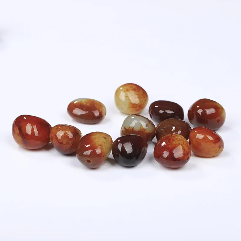 Hetian jade semente contas soltas, pedra áspera xinjiang redskin jade contas aleatórias diy pulseira jóias acessórios
