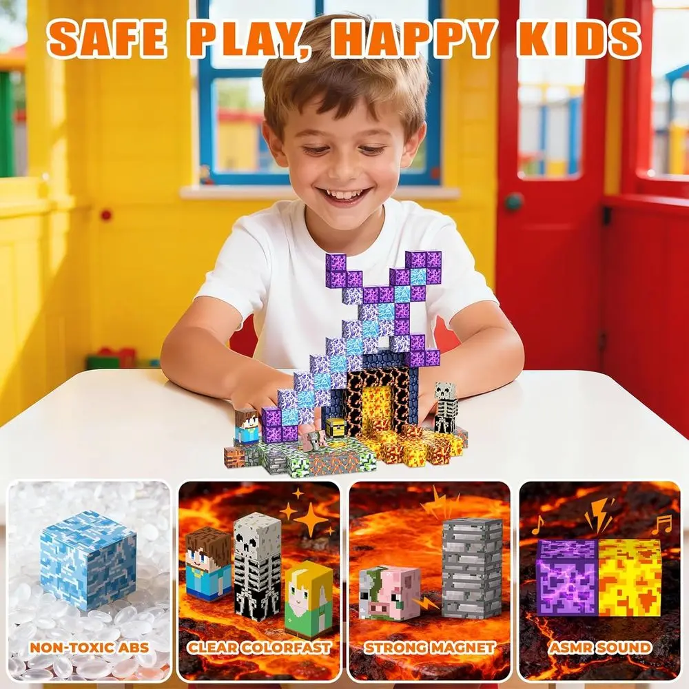 Bloques de construcción magnéticos: juguetes STEM para niños, 3+, forma de espada, ideales para regalos de Navidad y cumpleaños