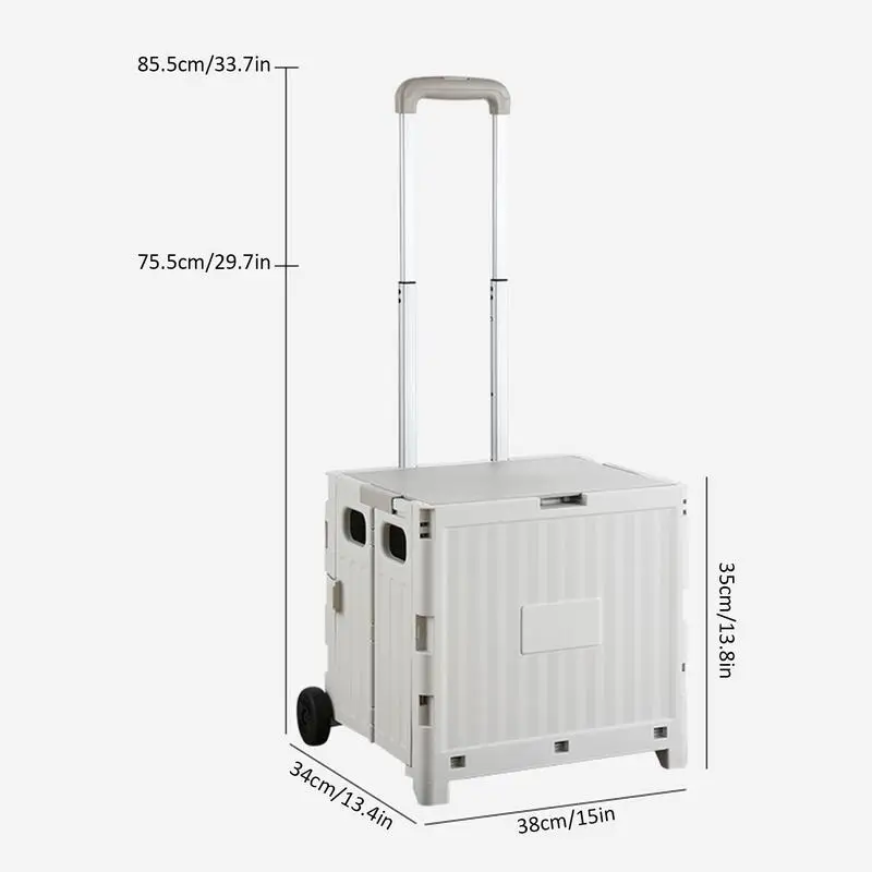 Outdoor Camping Trolley Shopping Cart Portable Rolling Crate Handcart W/ Telescoping Handle&Lid