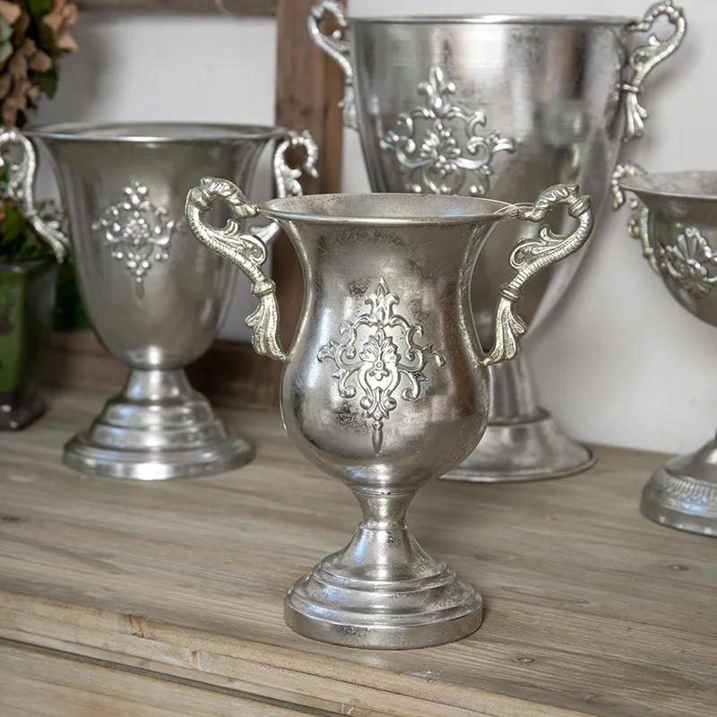 Декор Для Дома Silver Flower Ware Chinese Style Classical Retro Old Vase Restaurant Wedding Ornament Decorative Vase Jarrones
