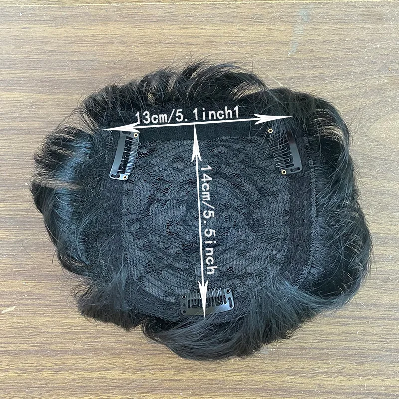 Men\'s synthetic fiber wig short hair real hair handsome invisible head cover white hair Mediterranean bald hair patch