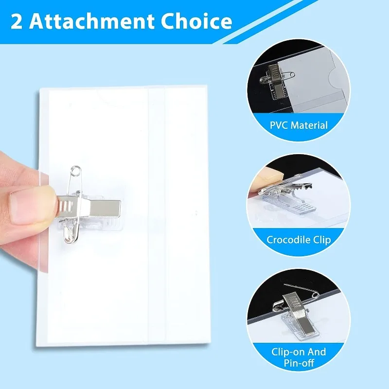 1-10Pcs Safety Pin Clip Transparent Brooch Tag Badge ID Card Holder for Business Office Conference Employees Pass Credentials