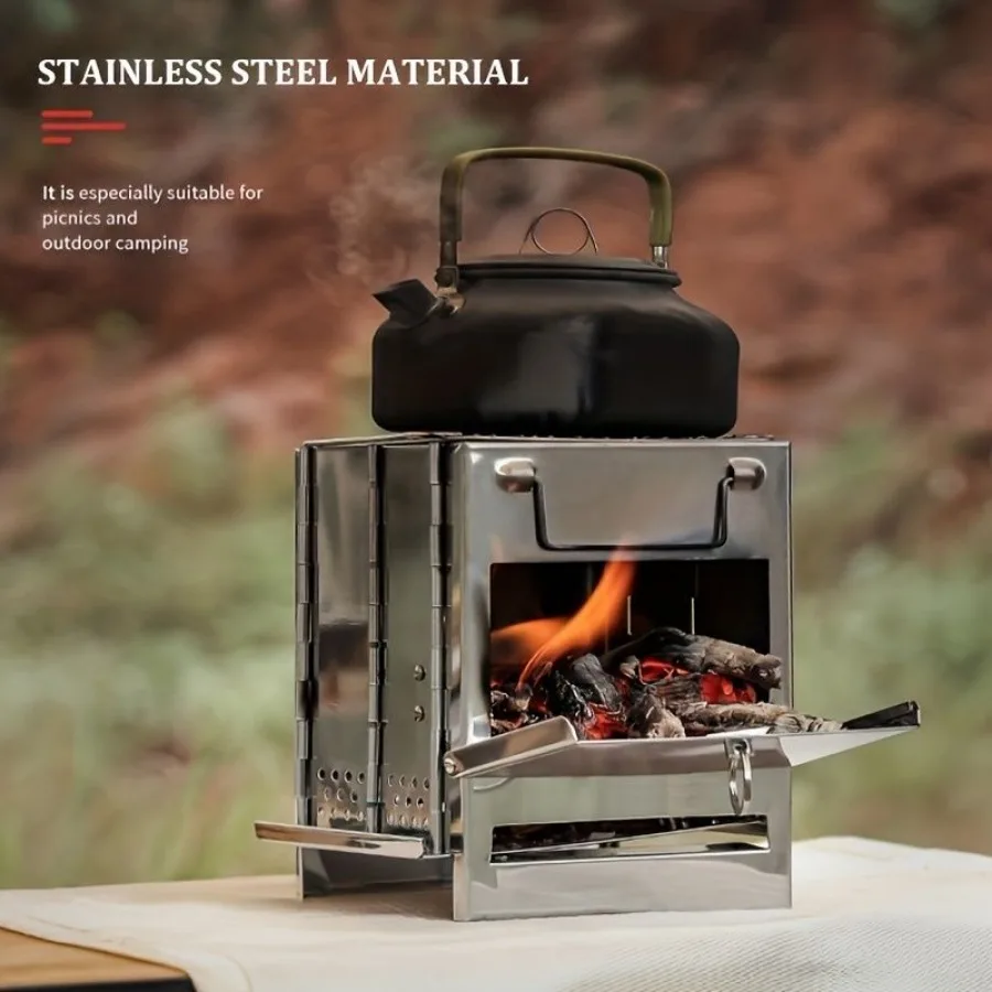 

Portable Foldable Square Wood-Burning Stove - 8.27x5.51x5.51in 1.7lb, Essential for Camping/Backpacking/Hiking/Outdoor/Picnic