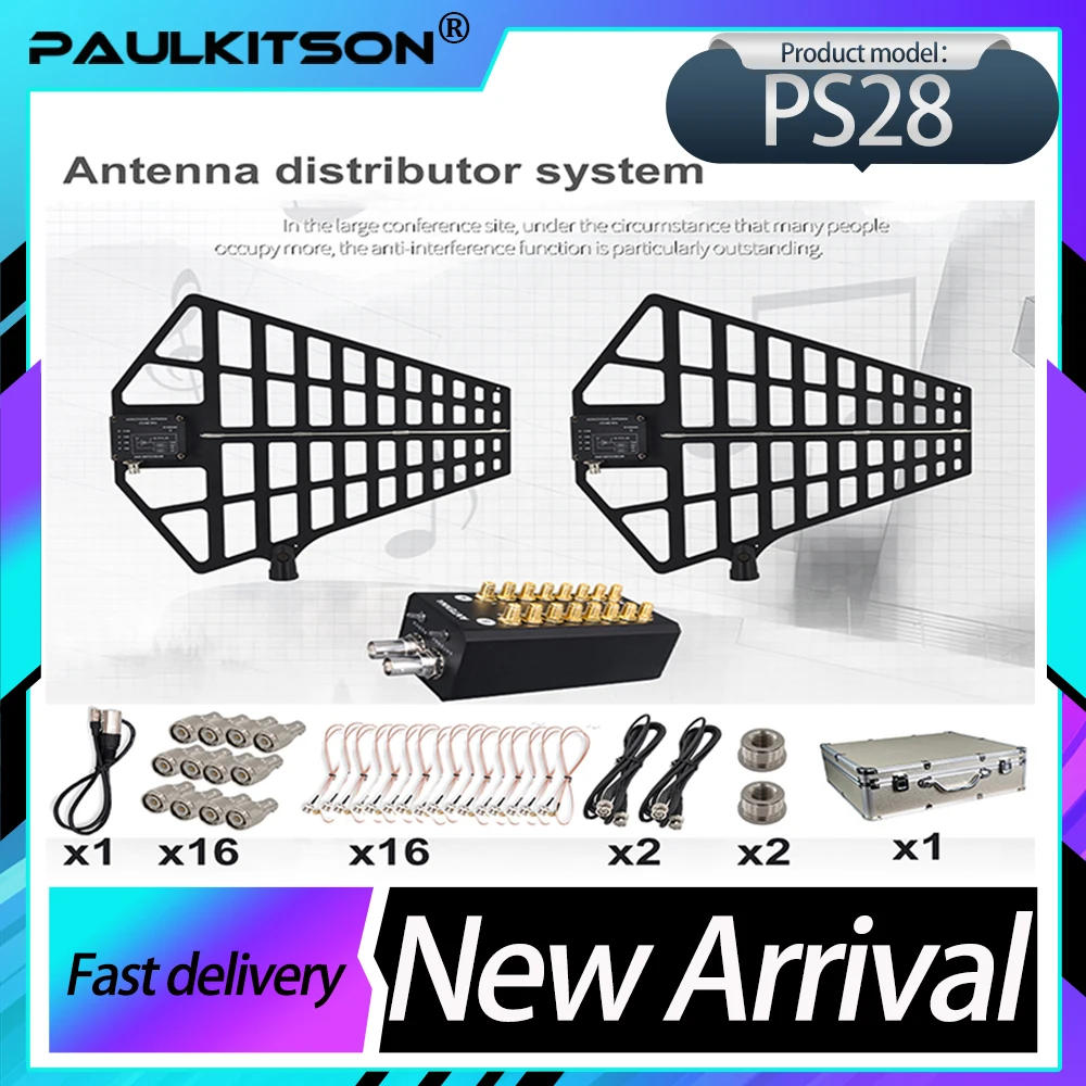 Paulkitson 16 Channel Antenna Splitter PS28 RF Multi-Way Sma Rf Splitter PS28 RF Signal Amplifier Suitable For Microphone System