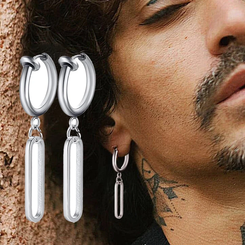 Fashion Stainless Steel Blade Earrings Vintage Razor Hollow Drop Earrings Women Men Punk Jewelry Hip Hop Street Dangle Earrings