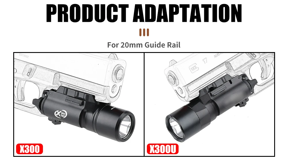 Tactical light X300U X300 Ultra High Output LED Handgun Flashlight X400 Fit Picatinny Rail Pistol Airsoft Hunting Lighting