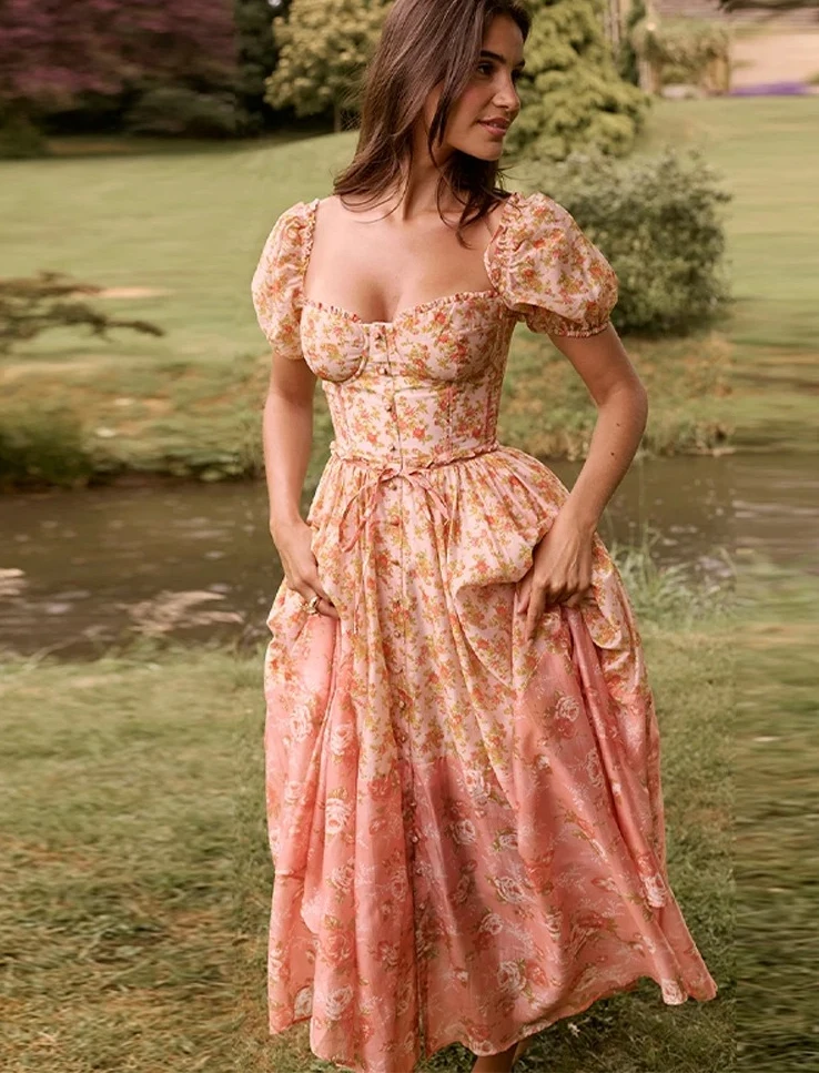 

Плиссированное платье с градиентом и принтом, женское платье с коротким рукавом, тонкий квадратный воротник, ремни, трапециевидные отпускные платья, летний халат с открытой спиной