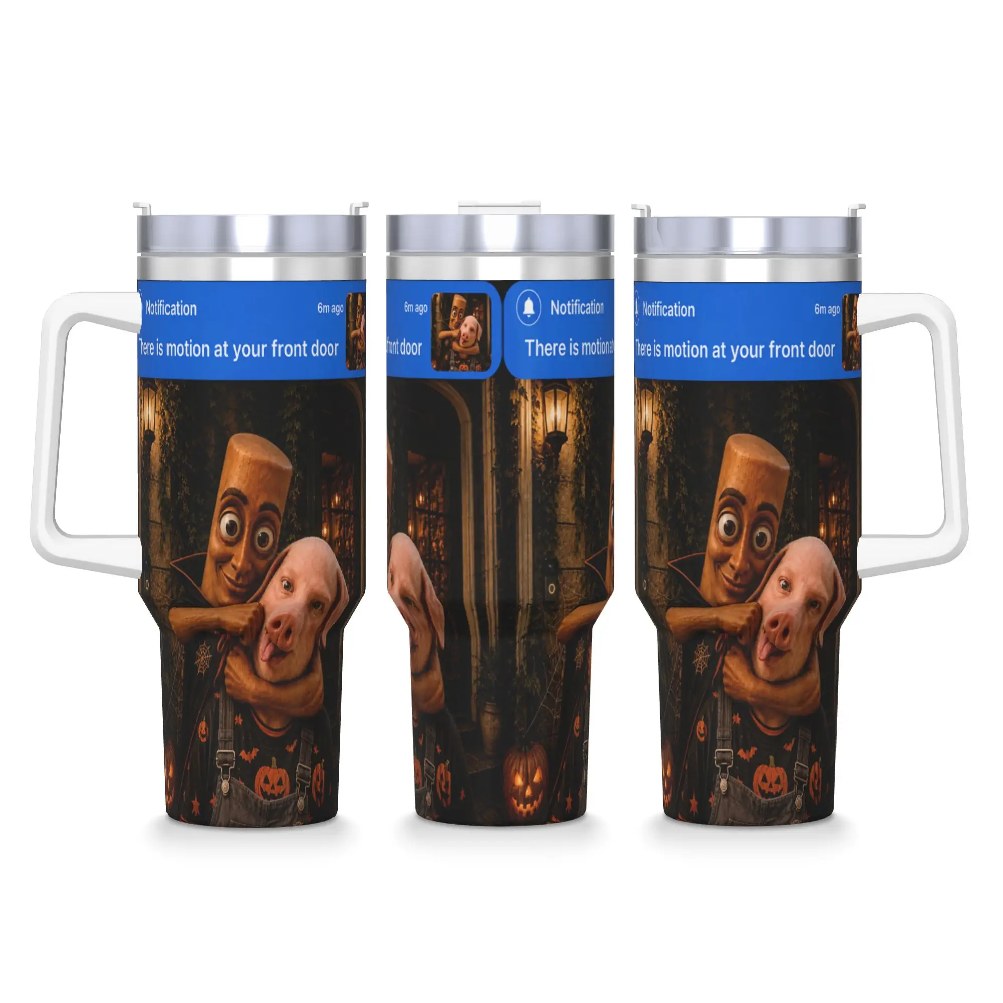 Motion at Your Front Door Tung Sahur John Pork Halloween Tumbler  Hot Drinks Water Bottle Insulated Stainless Steel Thermal Cups