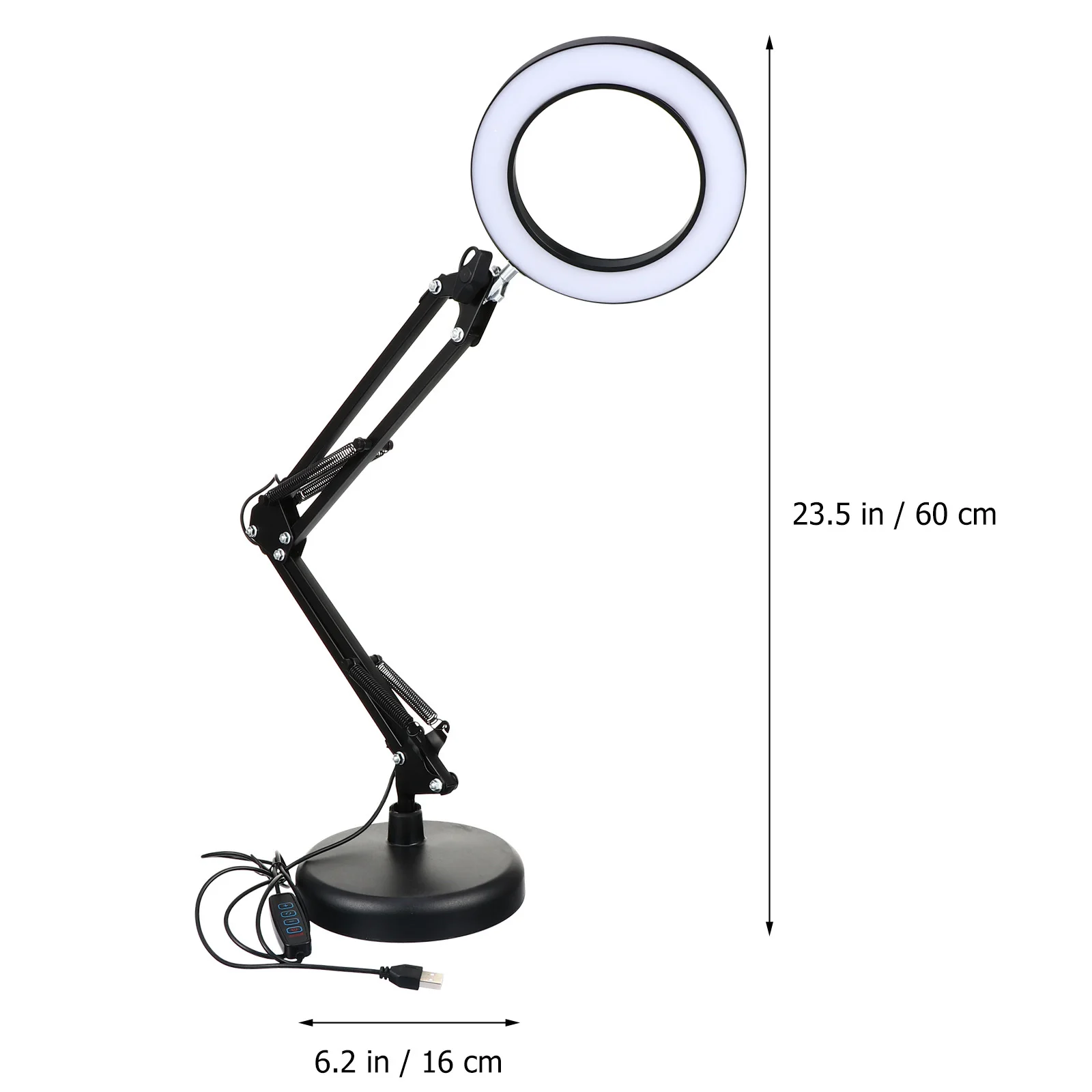 1Set LED Magnifying Lamp 5X Magnifier with Natural Light Protection for Beauty Facial Use Shadow Free Multi Angle Lighting