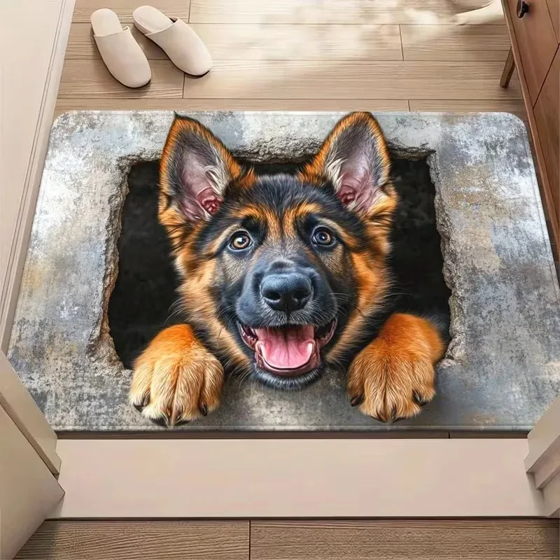 3D German Shepherd Doormat Cute Puppy PatternMachine Washable for Indoor Entrance Carpet Home Decoration Carpets