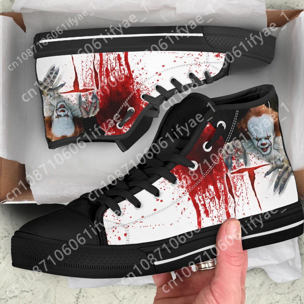 Horror Movie It Penny Wise Clown Joker 3D Print Men's High Top Canvas Sneakers Comfort Flats Shoes Lace-up Footwear Custom made