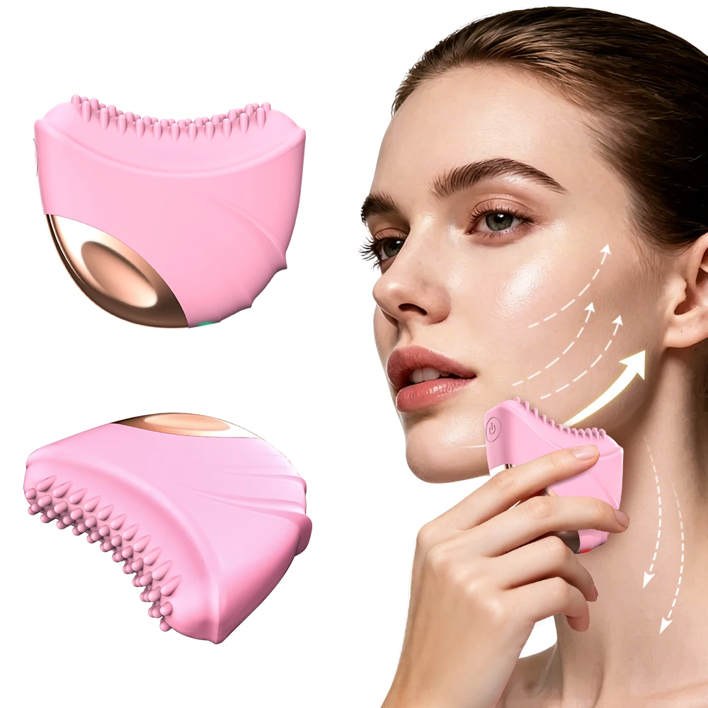 Electric Facial Massage Comb with Heat and Vibration, 4 Adjustable Levels Multi-Function Body Massager for Face Neck Shoulders