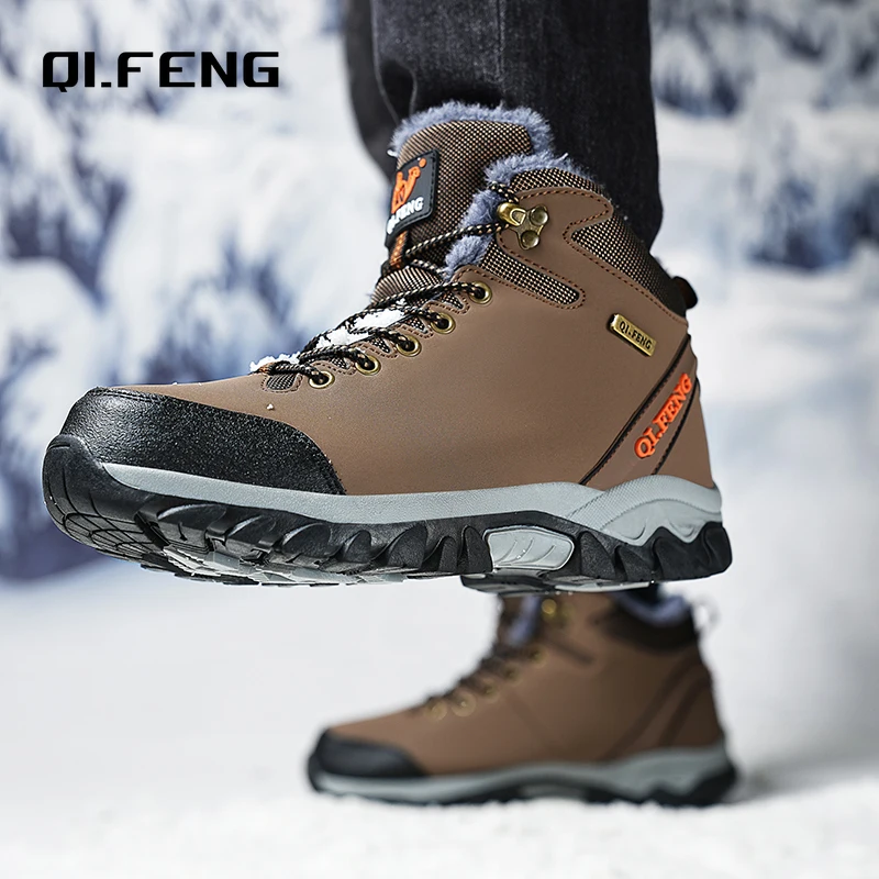 New Winter Men\'s Outdoor Hiking Boots Tourism Camping Sports Hunting Warm Footwear Fashion Large Anti Slip Durable Sports Shoes