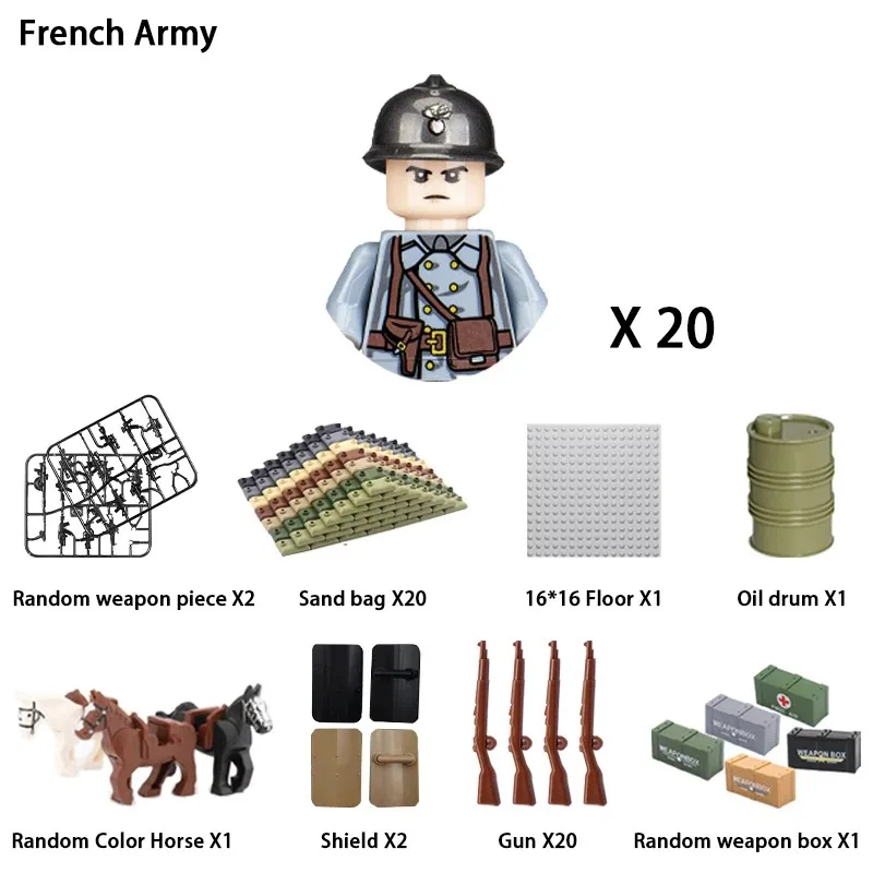 24 pieces/batch World War II military role World War II Army building blocks hand-madebuilding blockschildren'sholiday gift toys view 5