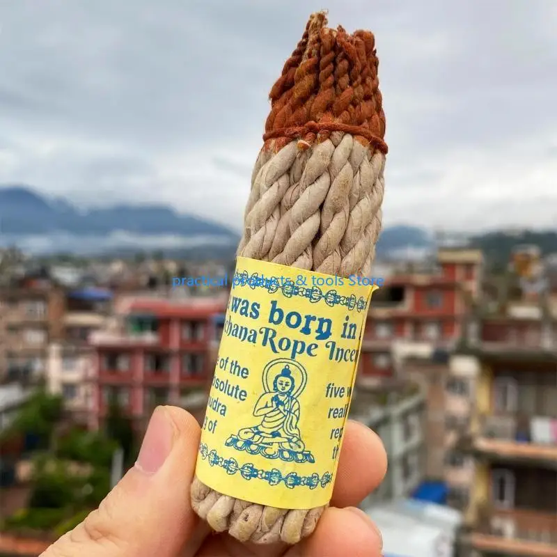 77JB Népal Corde à base plantes à main 25 faisceau blanc Bouddha Encens String pour maison chambre à coucher