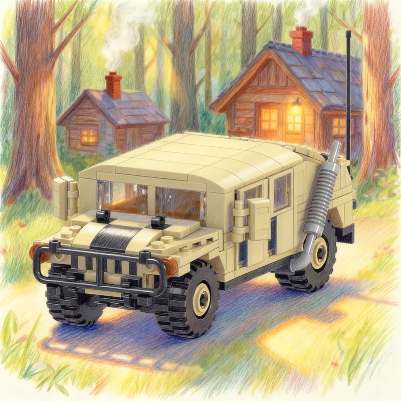 267pcs MOC Basic Humvee Model Building Blocks Architecture Toys Christmas Gifts Brick Assemble Birthday Kids Education Creative