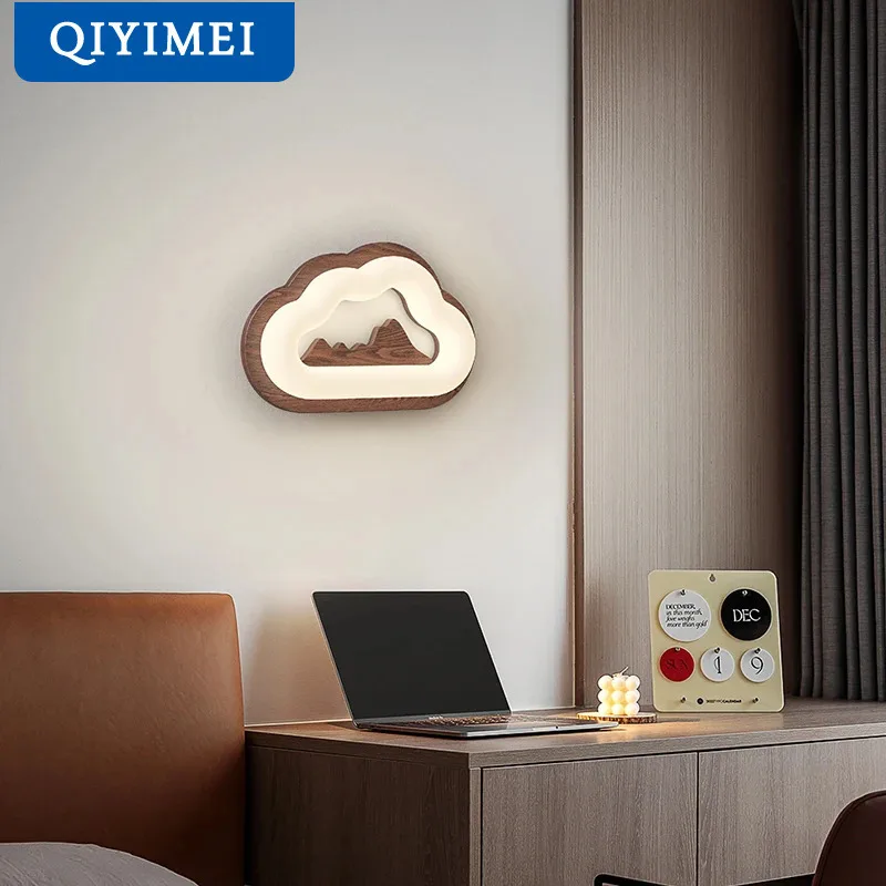 

Solid Wood Cloud Wall Light Home Hotel Bedside LED Wall Lights Living Room Bedroom Sconce Lamp Art Design Indoor Wall Lamp