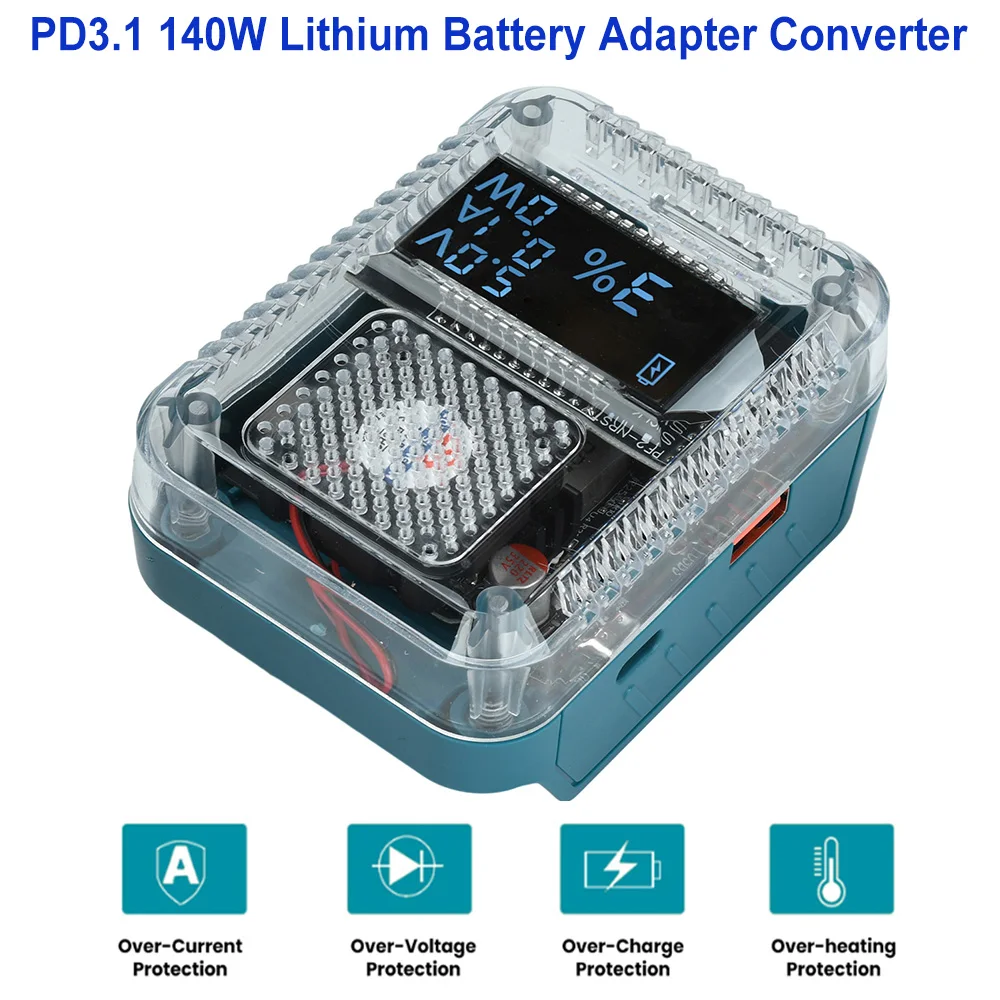 

PD3.1 140W Lithium Battery Adapter Converter Digital Display Adapter Bidirectional Charging Discharging USB Type-C Power Supply
