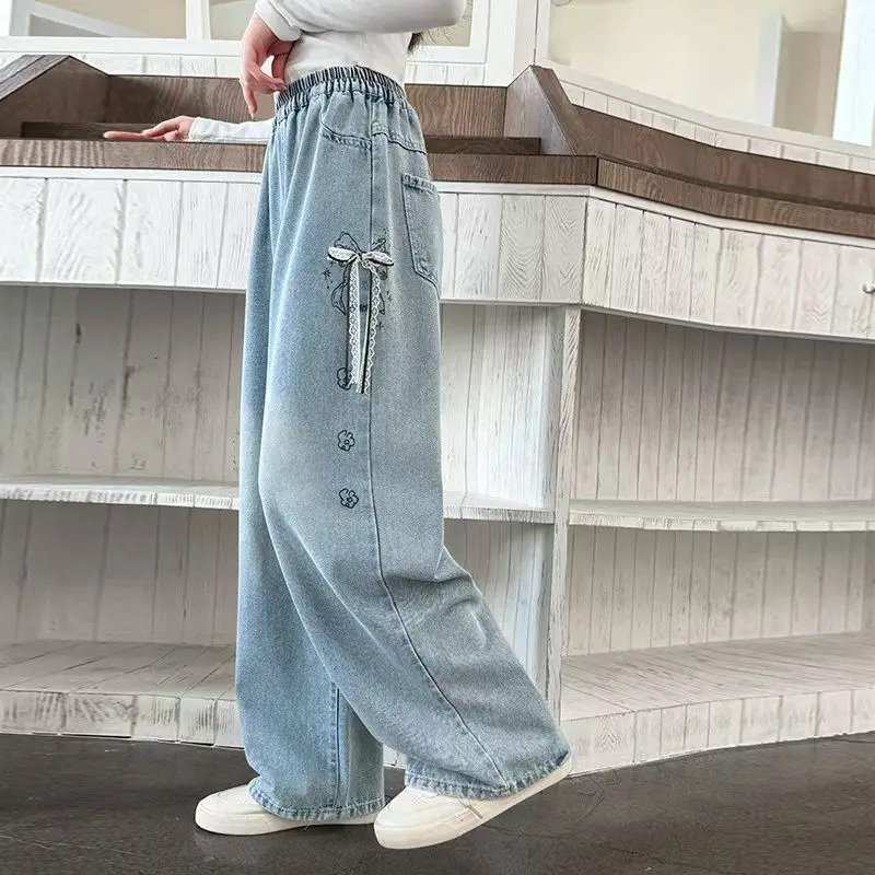 

Ультра-мягкие свободные широкие брюки с принтом для девочек на весну-осень 2023 год, детская повседневная и удобная одежда