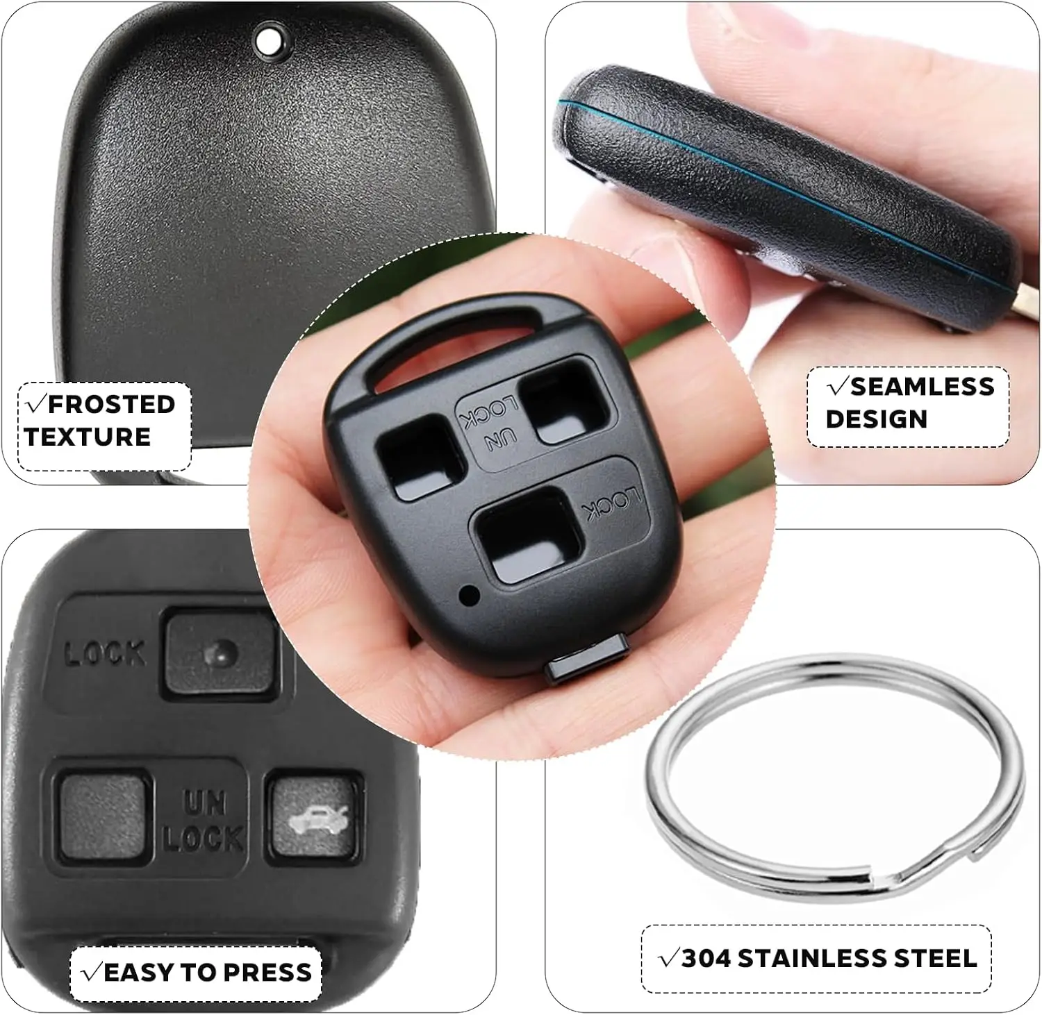2 Pack Key Fob Shell Fits for Lexus RX350 RX330 RX300 RX400h RX450h ES300 ES330 GS300 GS400 GS430 GX470 IS300 Cover Replacement