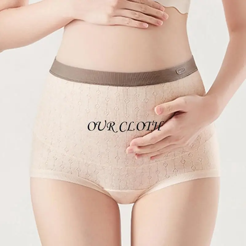 Cotton Jacquard Maternity Underwear with Germinal High Waist Support Comfortable for Pregnancy Comfort Elastic Fit Y1AC